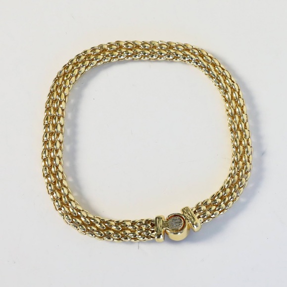 Vintage gold toned choker necklace 80s luxury vibe retro chain thick classy - Picture 4 of 4